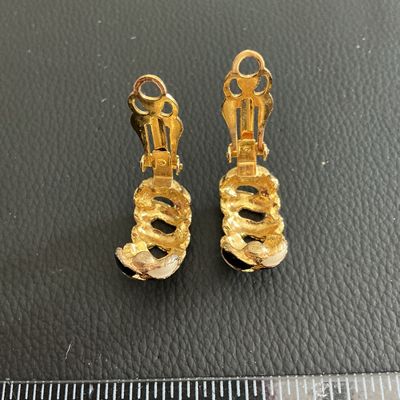 Beautiful white and black enamel vintage earrings