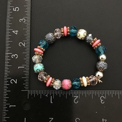 Beautiful cotton candy colored glass and stone bead bracelet