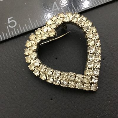 Vintage Rhinestone Heart Brooch