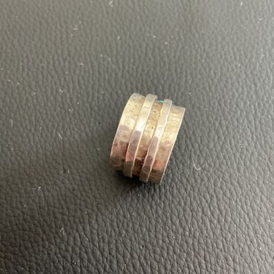 Vintage Silpada hammered silver spinner ring with faux opal