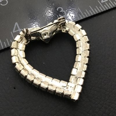 Vintage Rhinestone Heart Brooch