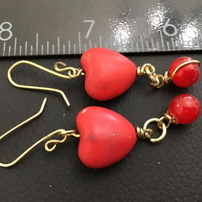 Red Heart Drop Earrings