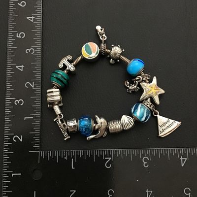 Vintage silver tone charm bracelet