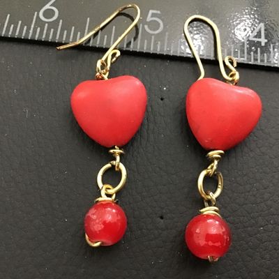 Red Heart Drop Earrings