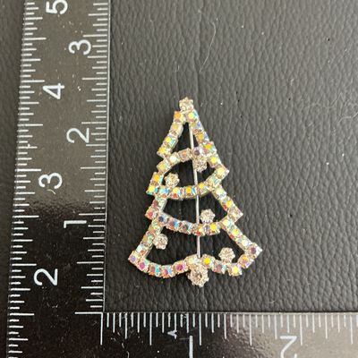 Beautiful AB Rhinestone Christmas tree brooch