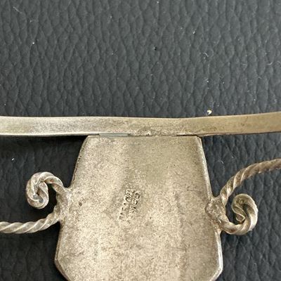 Vintage alpaca Mexico silver bracelet with abalone Shell