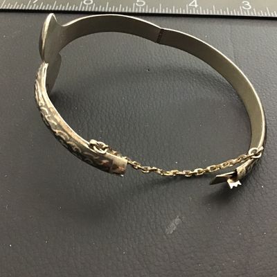 Siam Niello Enamel Hinged 925 Thailand Hinged Safety Chain Vintage Bracelet
