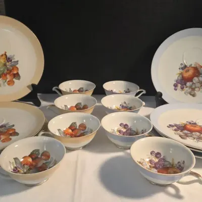 Vintage Mid-Century Bavarian Porcelain Tea and Fuit Set 