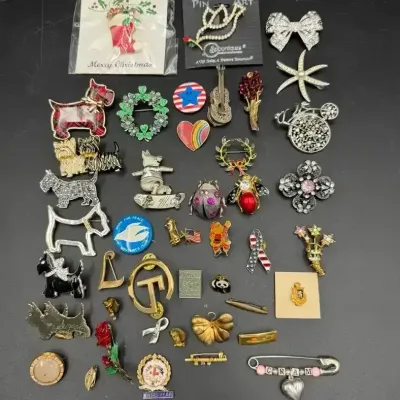 43 Costume Jewelry Pins for the Ladies 