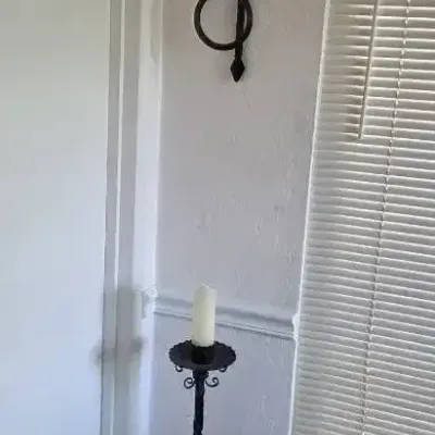 Wrought Iron Candle Holders - Floor Stand and Wall Mounted with Cross