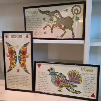 1968 Margot Johnson Taurus, Virgo & Gemini Zodiac Prints