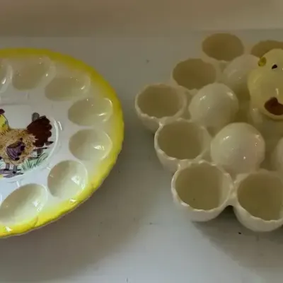 Vintage Mid-Century Ceramic Deviled Egg Serving Trays