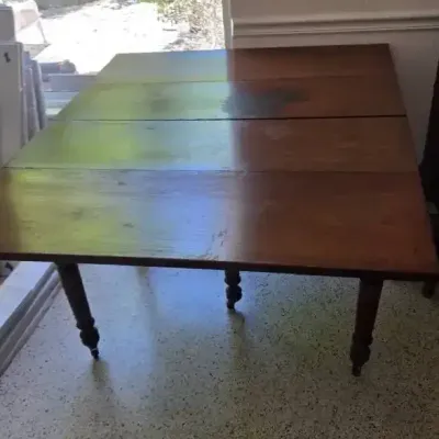 Antique Wood Drop Leaf Table On Castors