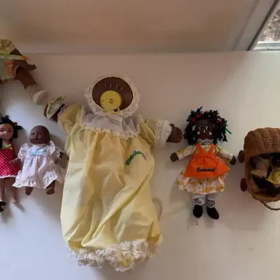 Vintage African American Folk Art, Cloth Rag, and Souvenir Dolls
