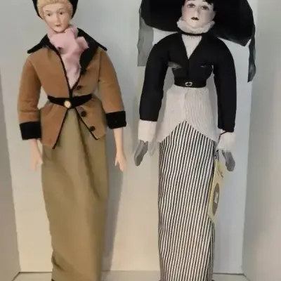 2 Charles Berry Collectable Porcelain Dolls With Stands