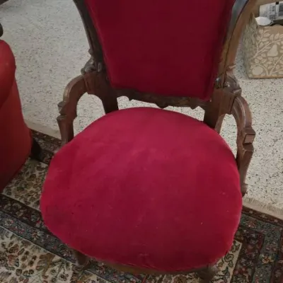 Antique Victorian Red Velvet Parlor Chair