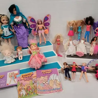 Variety of Vintage 1980s and 1990s Character Dolls and Action Figures