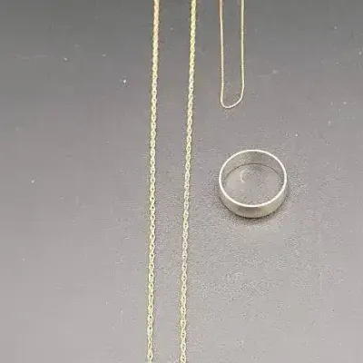Mixed Gold Lot - 19" Chain, Bracelet and Ring Size 8