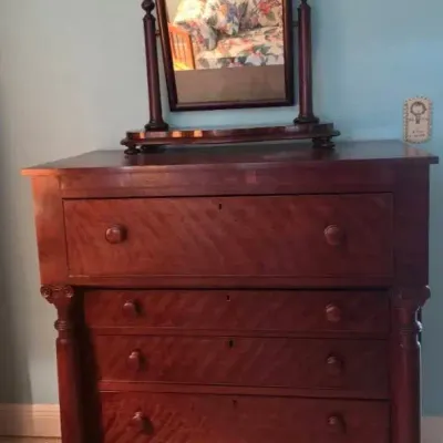 Empire Style Chest Of Drawers & Tabletop Swivel Mirror