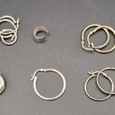 925 Sterling Hoop Earrings And Bali Ear Cuff