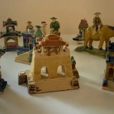 Vintage Chinese Ceramic Miniature Diorama Set
