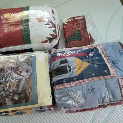 Primitive And Christmas Patchwork Twin Quilts