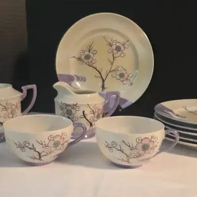 Japanese Porcelain Lusterware Tea and Dessert Set