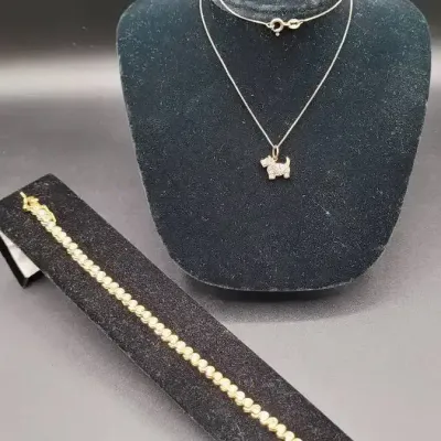 925 Sterling Glass Tennis Bracelet And Necklace 