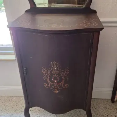 Victorian Mahogany Sheet Music Cabinet With Mirror