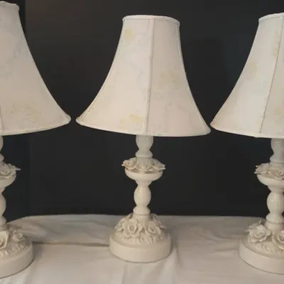 Vintage C.N. Burman White Porcelain Table Lamps
