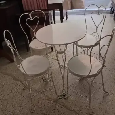White Metal Ice Cream Parlor Set