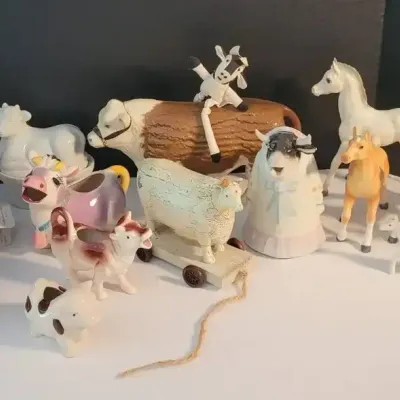 Ceramic, Porcelain, and Kitsch Cow and Horse Figurines