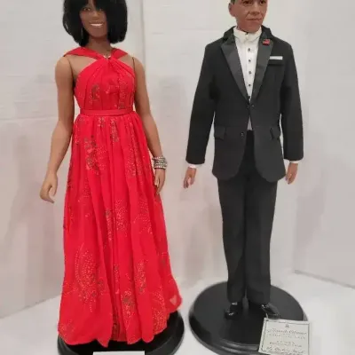 Former President Barack Obama and First Lady Michelle Obama Collectible Porcelain Doll Set