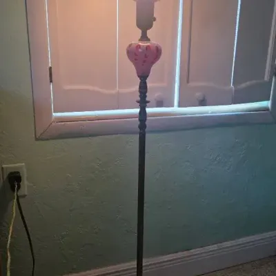 Antique Brass Art Deco Torchiere Floor Lamp