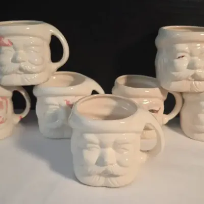7 Mid Century Ceramic Santa Mugs
