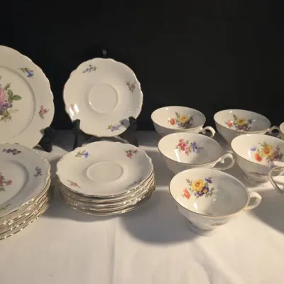 Bavarian West Germany Porcelain Tea & Dessert Set by Oscar Schaller & Co.