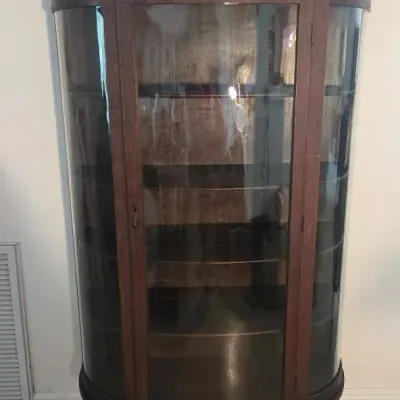 Early 1900's Curved Bow Glass Curio Cabinet