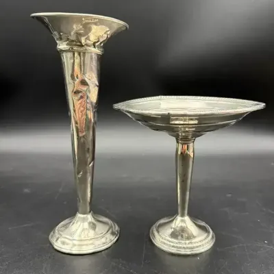 Sterling Silver Vase & Pedestal - Weighted 