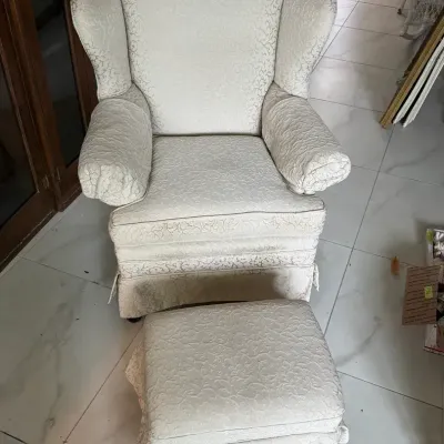 Skirted Wingback Armchair With Matching Ottoman