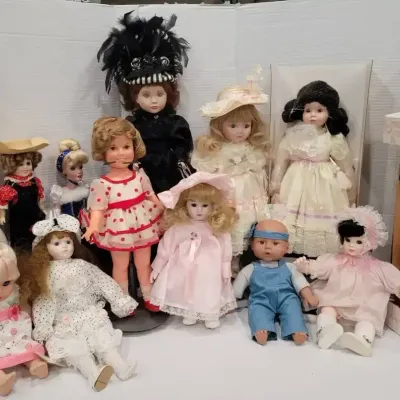13 Late 20th-Century Collectible Porcelain and Bisque Dolls
