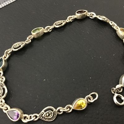 C W 925 Sterling Garnet Amethyst Citrine Topaz Peridot 7.5 Length