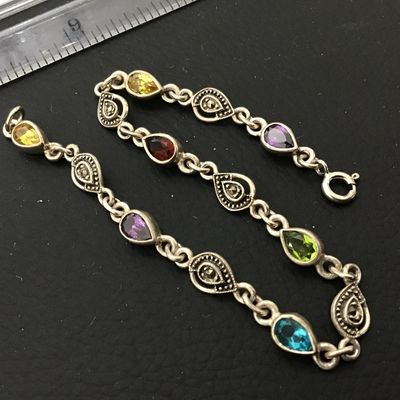 C W 925 Sterling Garnet Amethyst Citrine Topaz Peridot 7.5 Length