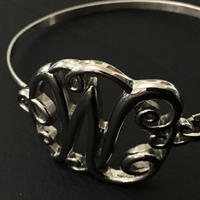 Stainless Monogram M Hinged Bracelet