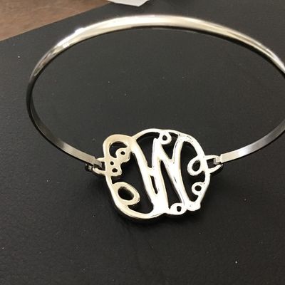 Stainless Monogram M Hinged Bracelet