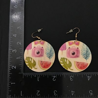 Cute large wooden statement earrings