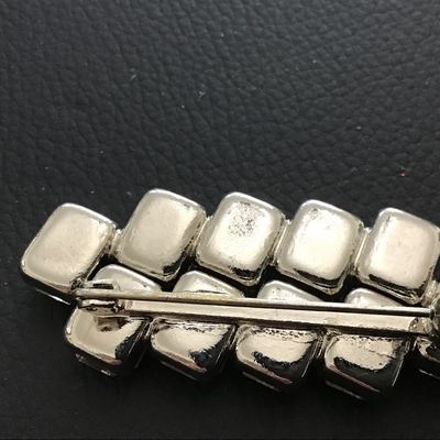 Beautiful Clear Rhinestone Bar pin Silver Tone Vintage