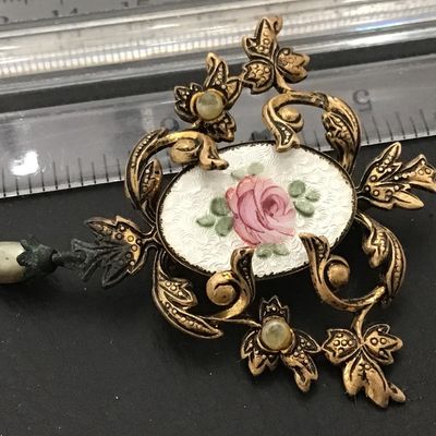 Guilloche Ornate Vintage Brooch
