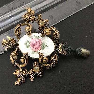 Guilloche Ornate Vintage Brooch