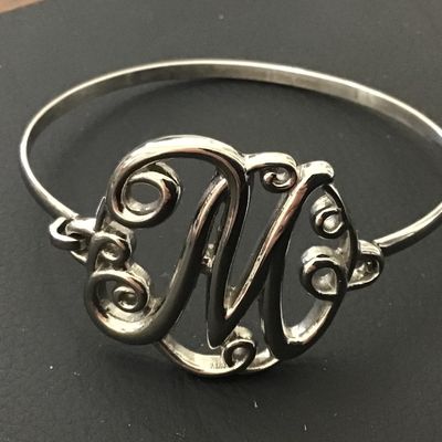 Stainless Monogram M Hinged Bracelet