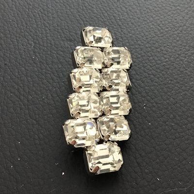 Beautiful Clear Rhinestone Bar pin Silver Tone Vintage